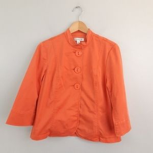 Coldwater Creek Orange Three Button Mock Neck Jacket